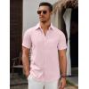 COOFANDY Men’s Short Sleeve Button Down Casual Shirts for Men Summer Untucked Shirts(Icy Pink)