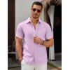 COOFANDY Men’s Short Sleeve Button Down Casual Shirts for Men Summer Untucked Shirts(Lavender Frost)
