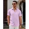 COOFANDY Men’s Short Sleeve Button Down Casual Shirts for Men Summer Untucked Shirts(Lavender Frost)