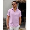 COOFANDY Men’s Short Sleeve Button Down Casual Shirts for Men Summer Untucked Shirts(Lavender Frost)