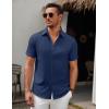COOFANDY Men’s Short Sleeve Button Down Casual Shirts for Men Summer Untucked Shirts(Medieval Blue)