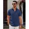 COOFANDY Men’s Short Sleeve Button Down Casual Shirts for Men Summer Untucked Shirts(Medieval Blue)