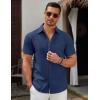 COOFANDY Men’s Short Sleeve Button Down Casual Shirts for Men Summer Untucked Shirts(Medieval Blue)