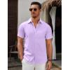 COOFANDY Men’s Short Sleeve Button Down Casual Shirts for Men Summer Untucked Shirts(Purple Rose)
