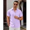 COOFANDY Men’s Short Sleeve Button Down Casual Shirts for Men Summer Untucked Shirts(Purple Rose)