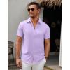 COOFANDY Men’s Short Sleeve Button Down Casual Shirts for Men Summer Untucked Shirts(Purple Rose)
