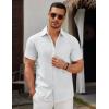 COOFANDY Men’s Short Sleeve Button Down Casual Shirts for Men Summer Untucked Shirts(White)