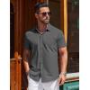 COOFANDY Mens Short Sleeve Dress Shirts Button Down Shirts Regular Fit Business Casual Shirt with Pocket(Dark Grey)
