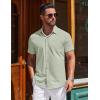 COOFANDY Mens Short Sleeve Dress Shirts Button Down Shirts Regular Fit Business Casual Shirt with Pocket(Light Green)