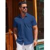 COOFANDY Mens Short Sleeve Dress Shirts Button Down Shirts Regular Fit Business Casual Shirt with Pocket(Navy)