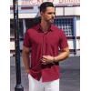 COOFANDY Mens Short Sleeve Dress Shirts Button Down Shirts Regular Fit Business Casual Shirt with Pocket(Wine Red)
