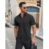 COOFANDY Mens Short Sleeve Dress Shirts Wrinkle Free Casual Button Down Shirts Summer Untucked Dress Shirt(Black)
