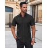 COOFANDY Mens Short Sleeve Dress Shirts Wrinkle Free Casual Button Down Shirts Summer Untucked Dress Shirt(Black)