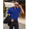 COOFANDY Mens Short Sleeve Dress Shirts Wrinkle Free Casual Button Down Shirts Summer Untucked Dress Shirt(Dark Blue)