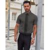 COOFANDY Mens Short Sleeve Dress Shirts Wrinkle Free Casual Button Down Shirts Summer Untucked Dress Shirt(Dark Grey)