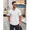 COOFANDY Mens Short Sleeve Dress Shirts Wrinkle Free Casual Button Down Shirts Summer Untucked Dress Shirt(White)