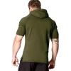 COOFANDY Men’s Short Sleeve Hoodie Workout Gym Sweatshirt Muscle Fit Fashion Athletic Hoodies Pullover Cotton Hooded T-Shirts(Army Green)