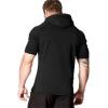 COOFANDY Men’s Short Sleeve Hoodie Workout Gym Sweatshirt Muscle Fit Fashion Athletic Hoodies Pullover Cotton Hooded T-Shirts(Black)