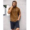 COOFANDY Men’s Short Sleeve Hoodie Workout Gym Sweatshirt Muscle Fit Fashion Athletic Hoodies Pullover Cotton Hooded T-Shirts(Brown)
