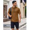 COOFANDY Men’s Short Sleeve Hoodie Workout Gym Sweatshirt Muscle Fit Fashion Athletic Hoodies Pullover Cotton Hooded T-Shirts(Brown)
