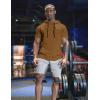 COOFANDY Men’s Short Sleeve Hoodie Workout Gym Sweatshirt Muscle Fit Fashion Athletic Hoodies Pullover Cotton Hooded T-Shirts(Brown)