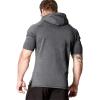 COOFANDY Men’s Short Sleeve Hoodie Workout Gym Sweatshirt Muscle Fit Fashion Athletic Hoodies Pullover Cotton Hooded T-Shirts(Dark Grey)