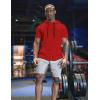 COOFANDY Men’s Short Sleeve Hoodie Workout Gym Sweatshirt Muscle Fit Fashion Athletic Hoodies Pullover Cotton Hooded T-Shirts(Red)
