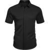 COOFANDY Mens Short Sleeve Wrinkle Free Shirt Casual Button Down Shirt Summer Dress Shirt(Black)