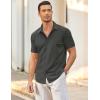 COOFANDY Mens Short Sleeve Wrinkle Free Shirt Casual Button Down Shirt Summer Dress Shirt(Dark Grey)