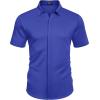 COOFANDY Mens Short Sleeve Wrinkle Free Shirt Casual Button Down Shirt Summer Dress Shirt(Deep Blue)