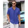 COOFANDY Mens Short Sleeve Wrinkle Free Shirt Casual Button Down Shirt Summer Dress Shirt(Deep Blue)