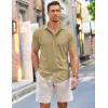 COOFANDY Mens Short Sleeve Wrinkle Free Shirt Casual Button Down Shirt Summer Dress Shirt(Khaki)