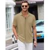 COOFANDY Mens Short Sleeve Wrinkle Free Shirt Casual Button Down Shirt Summer Dress Shirt(Khaki)