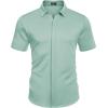 COOFANDY Mens Short Sleeve Wrinkle Free Shirt Casual Button Down Shirt Summer Dress Shirt(Light Green)