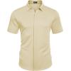 COOFANDY Mens Short Sleeve Wrinkle Free Shirt Casual Button Down Shirt Summer Dress Shirt(Light Khaki)