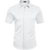 COOFANDY Mens Short Sleeve Wrinkle Free Shirt Casual Button Down Shirt Summer Dress Shirt(White)