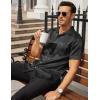 COOFANDY Mens Silk Button Down Short Sleeve Shirt Satin Dress Shirts Summer Beach Wedding Shirt(01 Black)