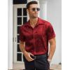 COOFANDY Mens Silk Button Down Short Sleeve Shirt Satin Dress Shirts Summer Beach Wedding Shirt(01 Red)