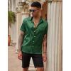 COOFANDY Mens Silk Button Down Short Sleeve Shirt Satin Dress Shirts Summer Beach Wedding Shirt(02 Deep Green)