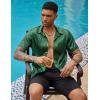 COOFANDY Mens Silk Button Down Short Sleeve Shirt Satin Dress Shirts Summer Beach Wedding Shirt(02 Deep Green)
