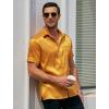 COOFANDY Mens Silk Button Down Short Sleeve Shirt Satin Dress Shirts Summer Beach Wedding Shirt(02 Golden Yellow)