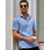 COOFANDY Mens Silk Button Down Short Sleeve Shirt Satin Dress Shirts Summer Beach Wedding Shirt(02 Sky Blue)