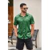 COOFANDY Mens Silk Button Down Short Sleeve Shirt Satin Dress Shirts Summer Beach Wedding Shirt(03 Deep Green)
