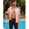 COOFANDY Mens Silk Button Down Short Sleeve Shirt Satin Dress Shirts Summer Beach Wedding Shirt(Pink)