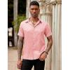 COOFANDY Mens Silk Button Down Short Sleeve Shirt Satin Dress Shirts Summer Beach Wedding Shirt(Pink)