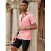 COOFANDY Mens Silk Button Down Short Sleeve Shirt Satin Dress Shirts Summer Beach Wedding Shirt(Pink)