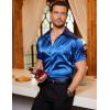 COOFANDY Mens Silk Button Down Short Sleeve Shirt Satin Dress Shirts Summer Beach Wedding Shirt(Royal Blue-pure)