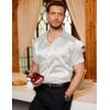 COOFANDY Mens Silk Button Down Short Sleeve Shirt Satin Dress Shirts Summer Beach Wedding Shirt(White-pure)