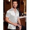 COOFANDY Mens Silk Button Down Short Sleeve Shirt Satin Dress Shirts Summer Beach Wedding Shirt(White-pure)