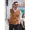 COOFANDY Men’s Sleeveless Sweater Vest Lightweight V-Neck Cotton Vest Pullover(Light Brown)
